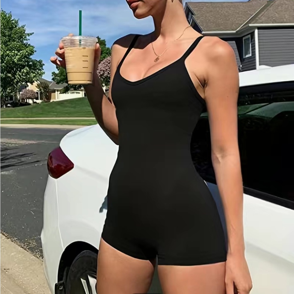 Stretchy black tank jumpsuit